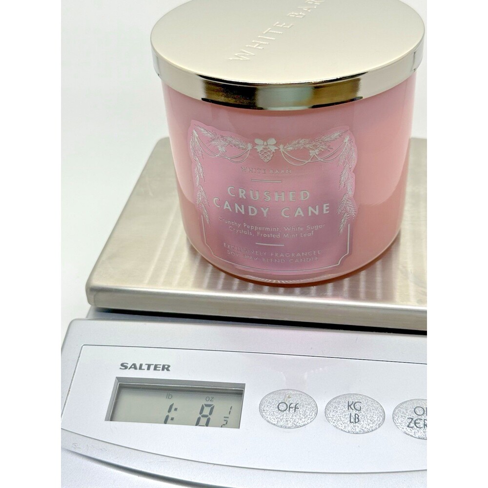 Bath & Body Works White Barn Crushed Candy Cane 3-Wick Candle 14.5 oz Jar New‎ - Picture 5 of 5